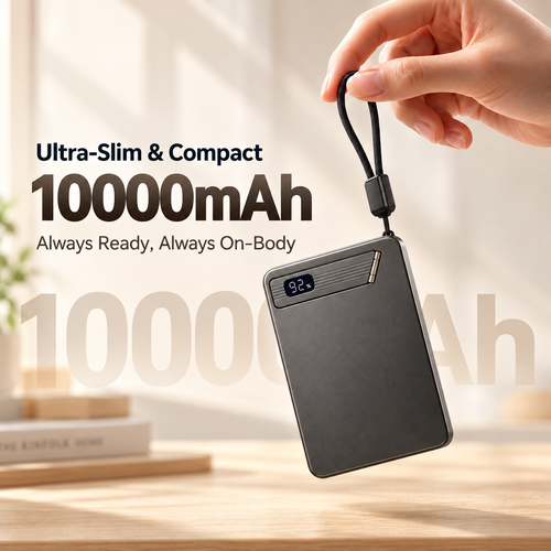 10000mAh portable power bank with carrying lanyard