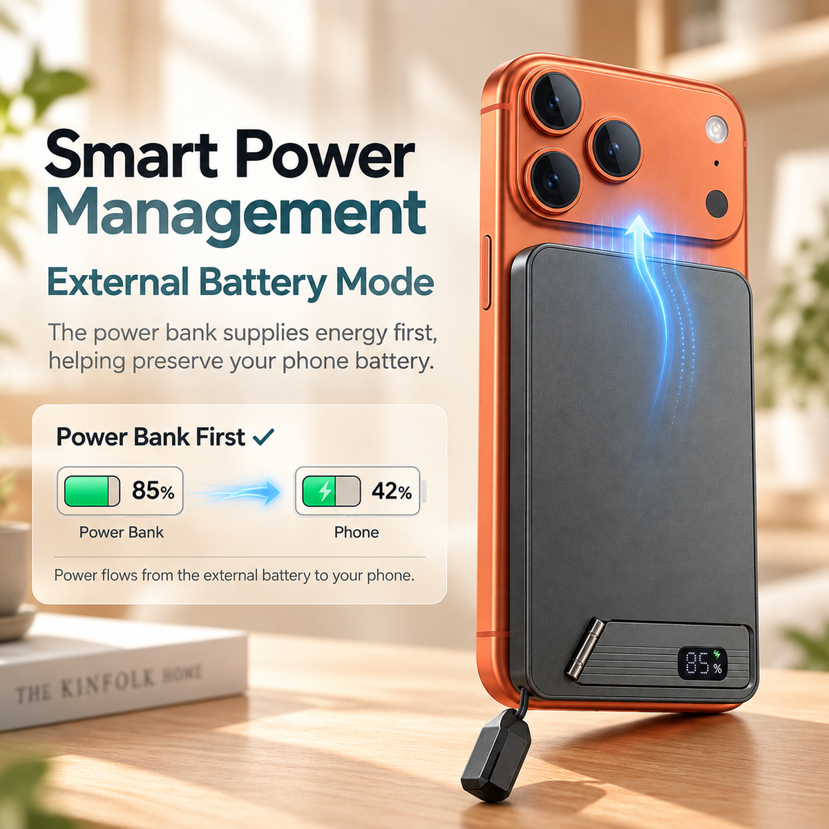 External battery power flow concept illustration